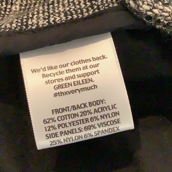 Eileen Fisher Black White Tweed Boucle’ Stretch Zip Front Sweater Jacket Sz M - Picture 11 of 11